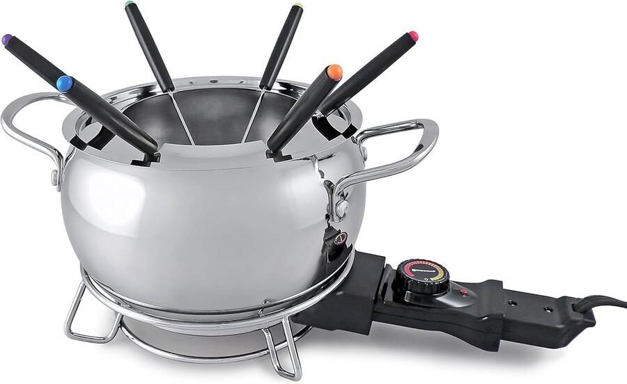 Elektrische Fondueset Fondue Pan Gezellig Tafelen Vaatwasmachinebestendig 1.0 Liter Zilverkleurig