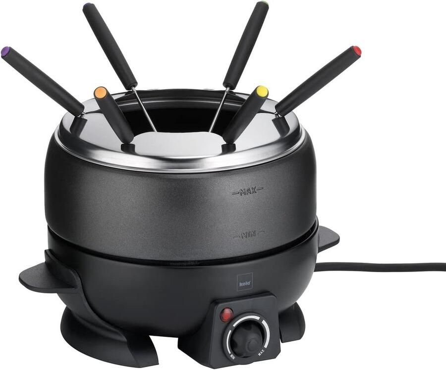 Elektrische Fondue Vleesfondue Set Gezellig Tafelen Traploze Temperatuurregeling 1.7 Liter Zwart