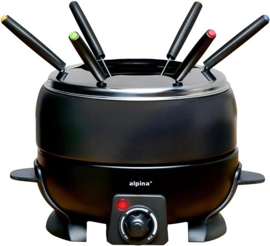 Elektrische Fonduepan Fondue set Gezellig tafelen Traploos instelbare temperatuur Voor 6 personen Zwart