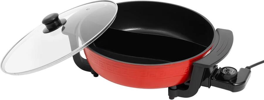 Elektrische Fonduepan Multifunctionele Koker Gezellig Eten Snelle Verwarmingsfunctie 6 Liter Inhoud Rood Zwart