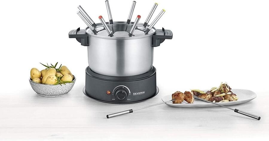 Elektrische Fondueset 1 4 Liter 1500W Traploos Regelbare Temperatuur Inclusief 8 Fonduevorken Voor Kaas Vlees en Chocolade