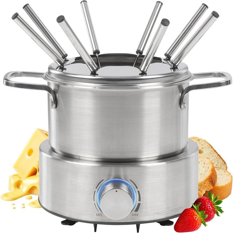 Elektrische Fondueset Fonduepan Gezellig Tafelen Voor 8 personen Roestvrij staal Zilver