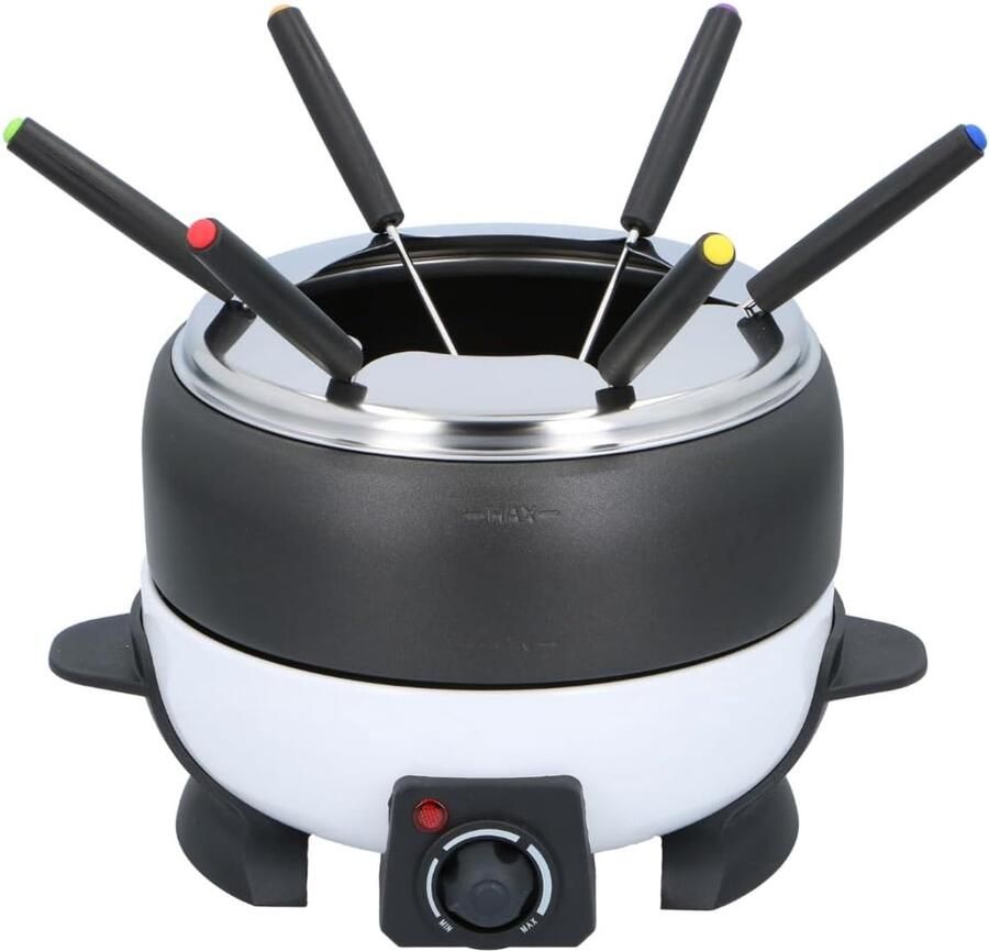 Elektrische Fondueset Fonduepan Set Gezellig Tafelen Instelbare Temperatuur 2L voor 6 Zwart Wit