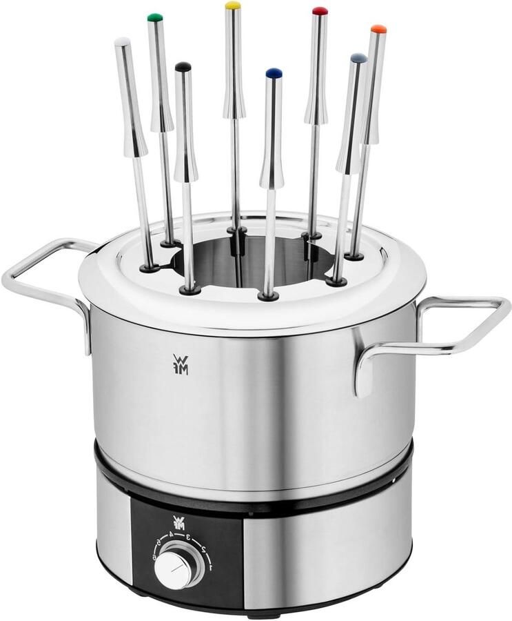 Elektrische Fondueset Hot Pot Gezellig Tafelen Temperatuurregeling 8 personen Zilver
