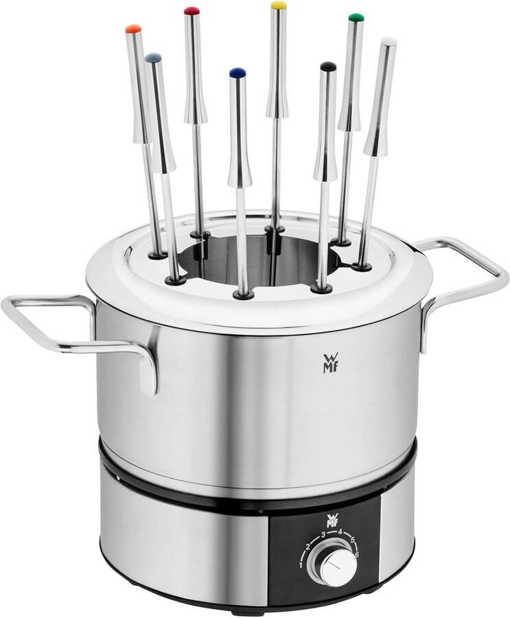 Elektrische Fondueset Hot Pot Gezellig Tafelen Temperatuurregeling 8 Personen Zilver - Foto 2