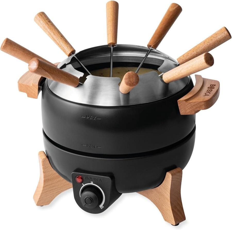 Elektrische Fondueset Party Fondue Gezellig Tafelen Temperatuurregelaar 23 liter Zwart - Foto 2