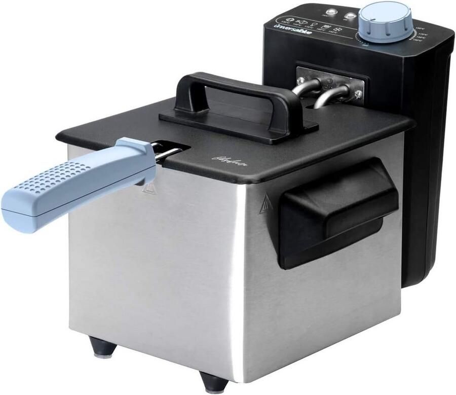 Elektrische Frituurpan Compacte Frituur Snacks Bereiden Automatische Uitschakeling 1.5 Liter Metaalkleurig