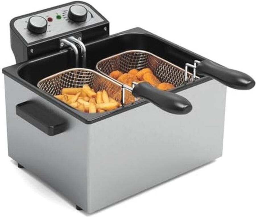 Elektrische Friteuse 1750 W met 3 Manden en Vensterdeksel 5 L Capaciteit