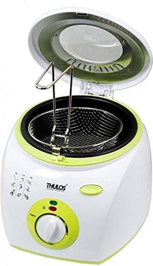 Elektrische Frituurpan Compacte Frituur Lekker Frituren Met Thermostaat 2 Liter Wit Groen