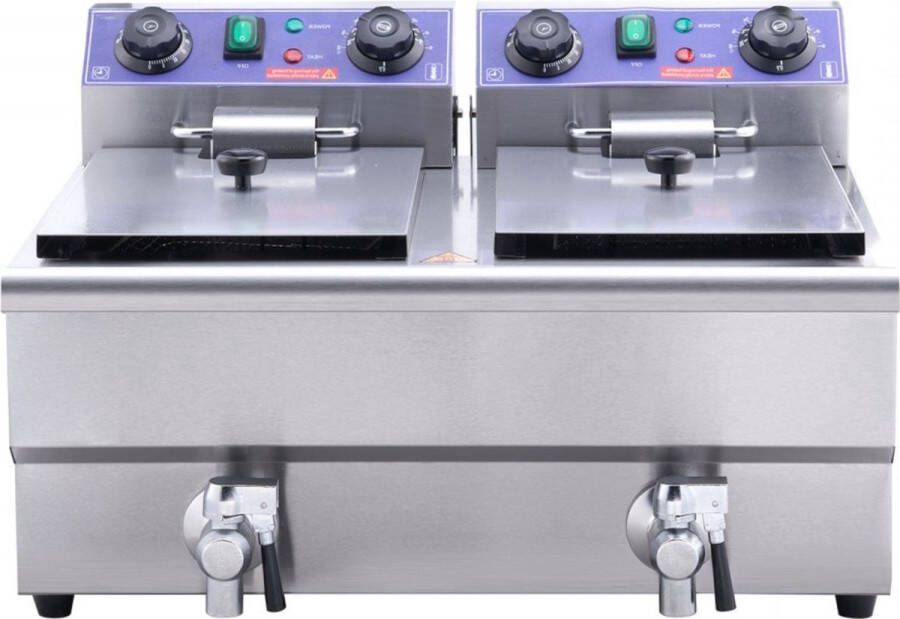 Dakta 12x2L Elektrische Friteuse RVS 1500W + 1500W Uitneembare Manden