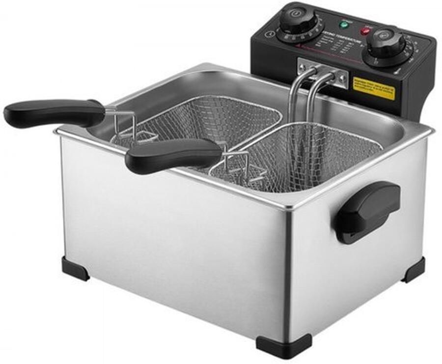 Elektrische Friteuse 5 2 Liter Oliecapaciteit 2500 W Vermogen Roestvrij Staal Tafelmodel Frituurpan