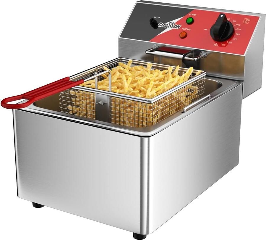 Elektrische friteuse 6L 230V 3000W met mand en deksel nauwkeurige temperatuurregeling voor perfecte gerechten ShopVlot