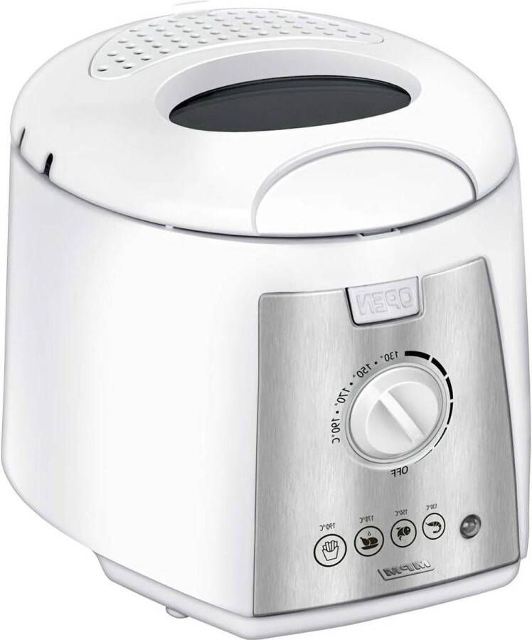 Elektrische friteuse compact 15 l afneembare en wasbare container anti-aanbaklaag regelaar tot 190 °C BPA-vrij 1100 W wit Elektrische friteuse