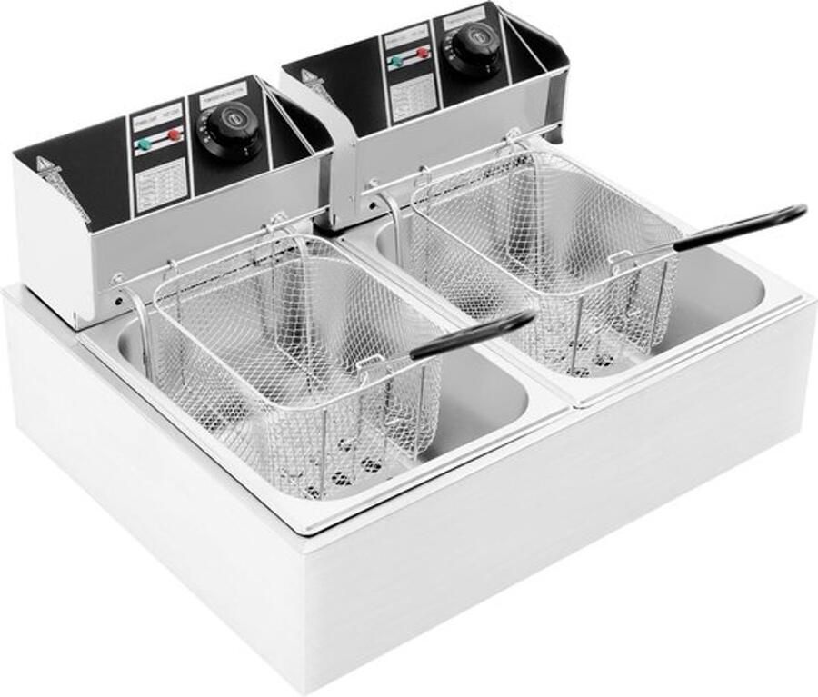 Elektrische Friteuse Dubbele Tank 5000 W Vermogen 11 Liter Inhoud Roestvrij Staal Voor Restaurants En Snackbars