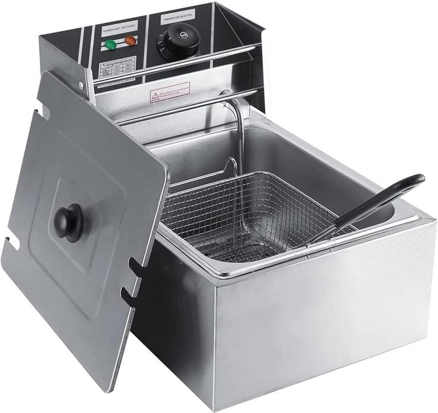 Elektrische Friteuse Frituurpan Aanrecht Thuis Frituren Snelle Verwarming Vijf Ringen 10L Tankinhoud Zilver
