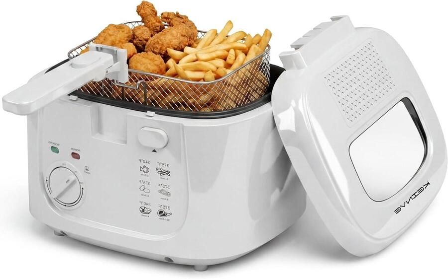 Elektrische Friteuse Frituurpan Airfryer Lekker Frituren Instelbare Temperatuur 25 Liter Wit