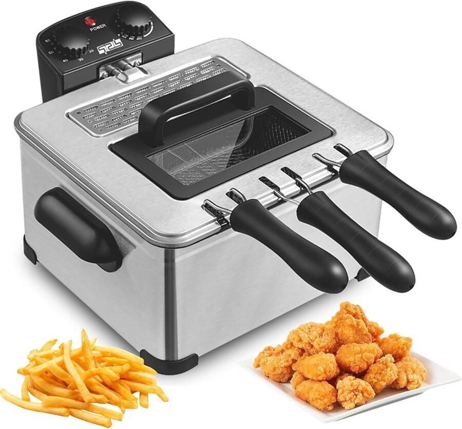 Elektrische Friteuse Frituurpan Commercieel Gebruik Instelbare Temperatuur 5 Liter Zilver