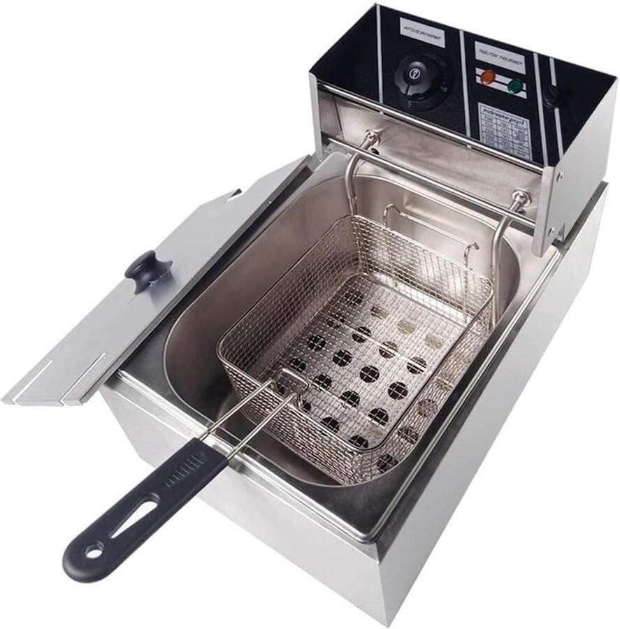 Elektrische Friteuse Frituurpan Dubbel Thuis Frituren Roestvrij Staal 6 Liter Zilver