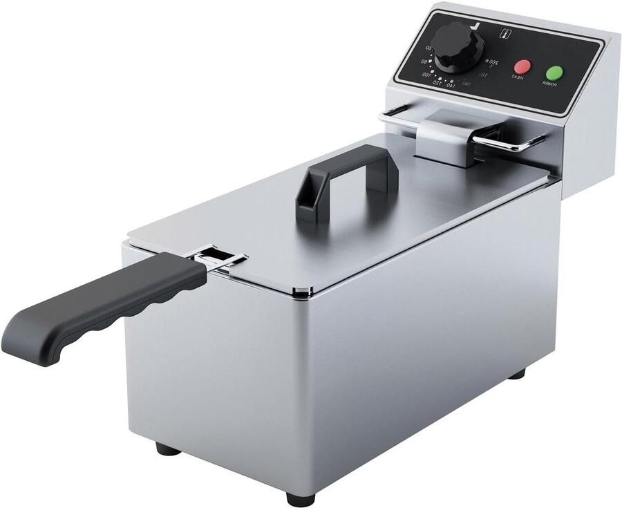 Elektrische Friteuse Frituurpan Horeca Professioneel Frituren Traploze Temperatuur 4 Liter Zilver