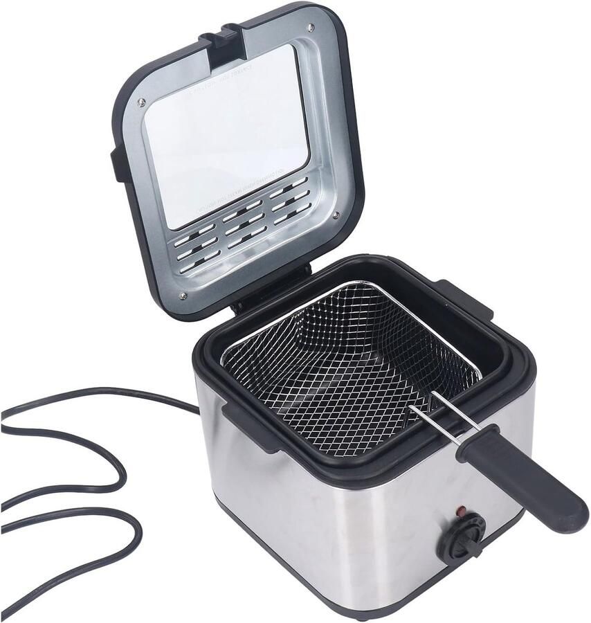 Elektrische Friteuse Frituurpan Lekkere Snacks Veilig Magnetisch Snoer 25 Liter Zwart