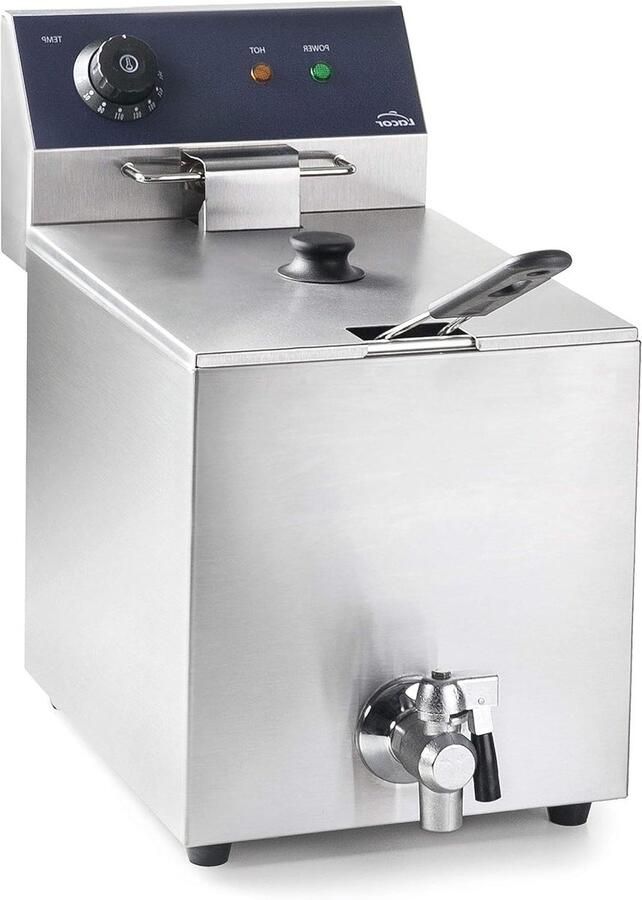 Elektrische Friteuse Frituurpan met kraan Professioneel Frituren Roestvrij staal 8 liter Zilver