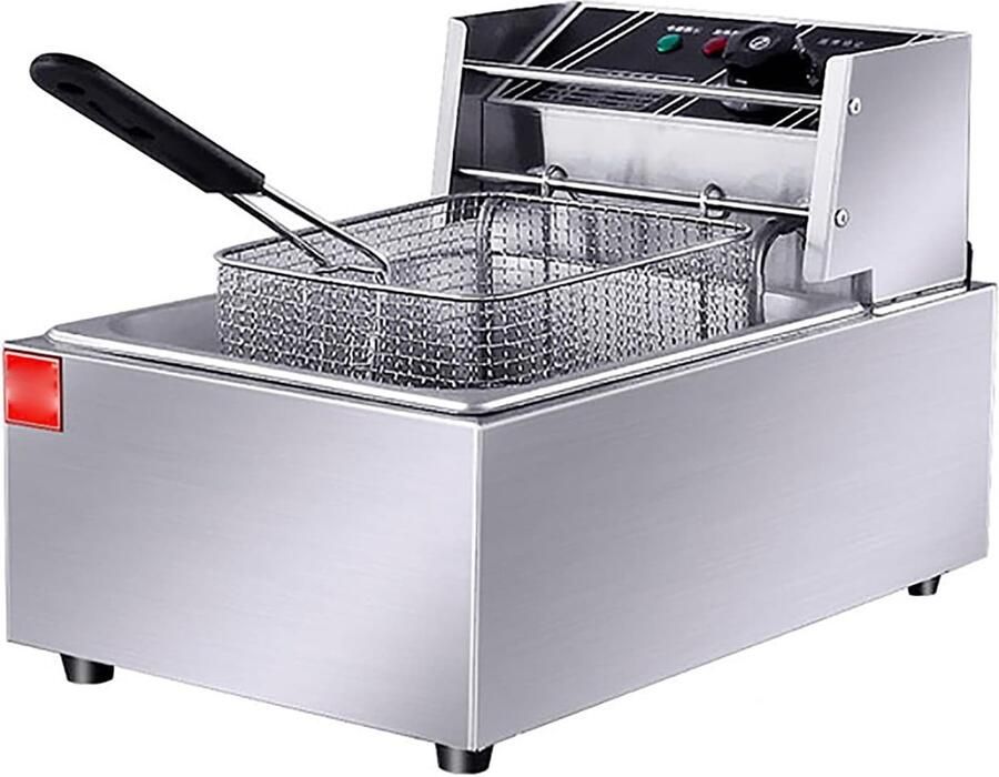 Elektrische Friteuse Frituurpan Oliebad Thuis Frituren Snel Opwarmend 6 Liter Zilver