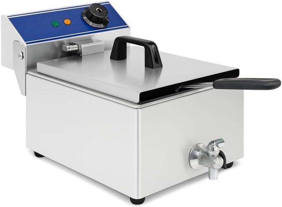 Elektrische Friteuse Frituurpan Professioneel Frituren Snacks Afvoerventiel 6 Liter Roestvrij staal