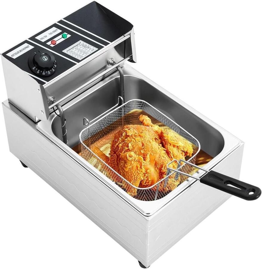 Elektrische Friteuse Frituurpan Professioneel Snelle Snacks Bereiden Traploze Temperatuurregeling 6 Liter Roestvrij Staal