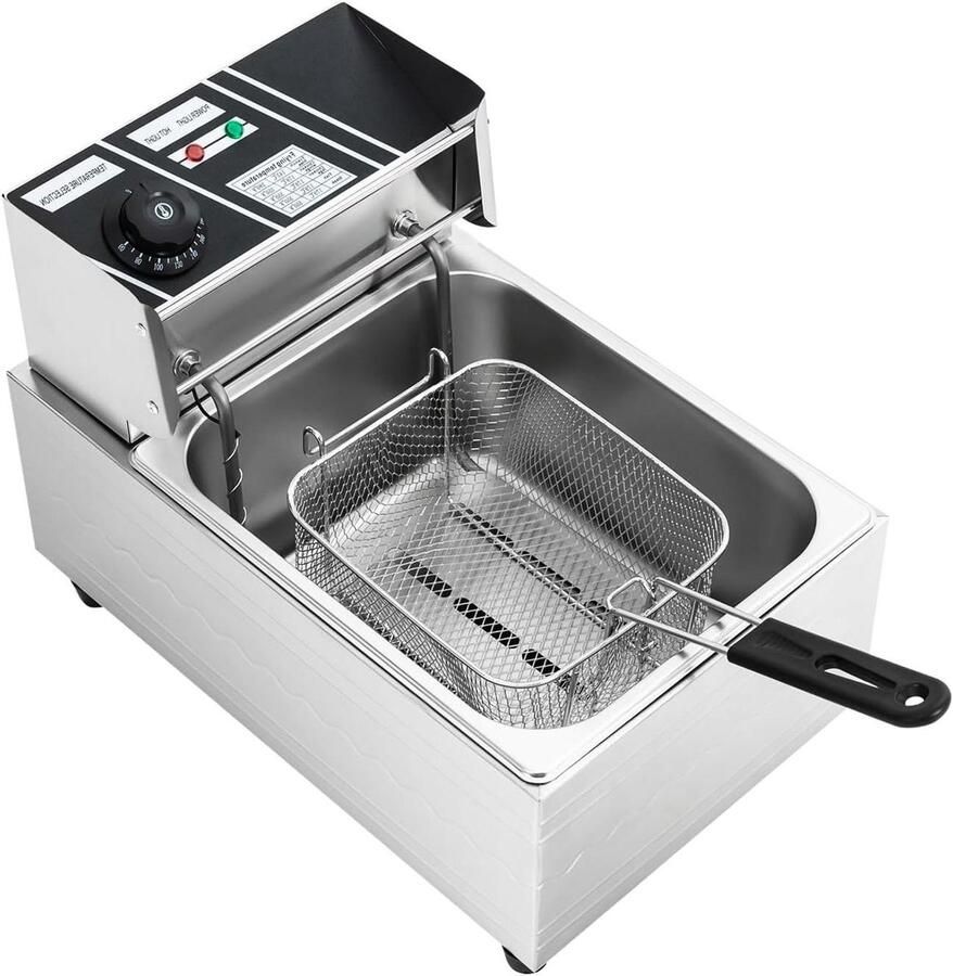 Elektrische Friteuse Frituurpan Snel Frituren Grote Capaciteit 6 liter Zilver