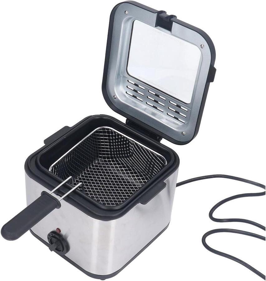 Elektrische Friteuse Frituurpan Snelle Maaltijden Bereiden Veilig Magnetisch Snoer 25 Liter Zilver