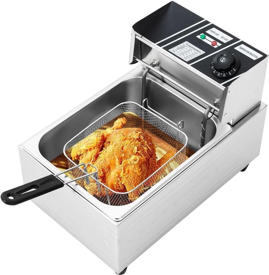 Elektrische Friteuse Frituurpan Snelle Snacks Bereiden Automatische Thermostaat 6 Liter Capaciteit Roestvrij Staal