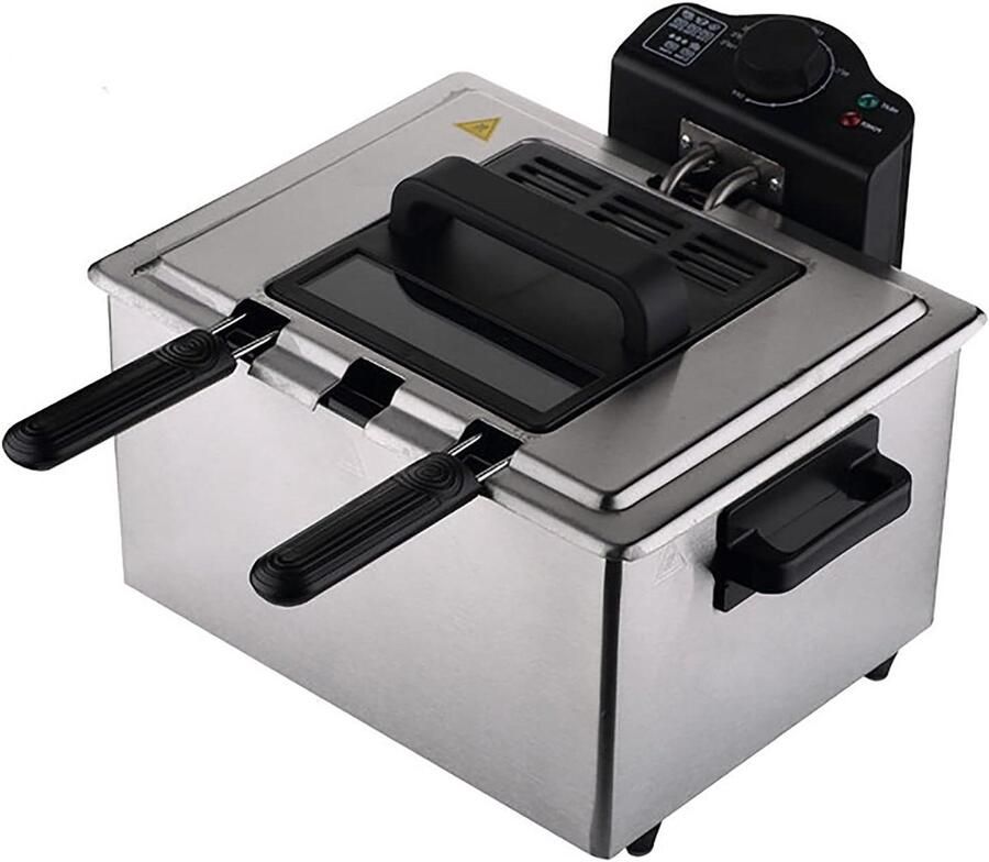 Elektrische Friteuse Frituurpan Snelle Snacks Koude Zone Technologie 5 Liter Zilver