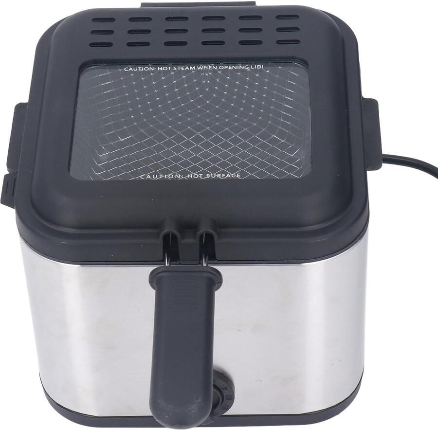 Elektrische Friteuse Frituurpan Snelle Snacks Veilig Magnetisch Snoer 25 Liter Zilver