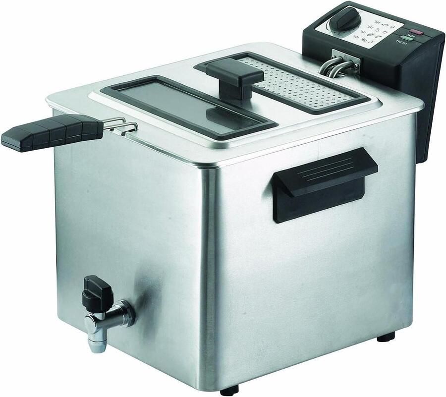 Elektrische Friteuse Frituurpan Thuis Frituren Olieaftapkraan 8 liter Zwart