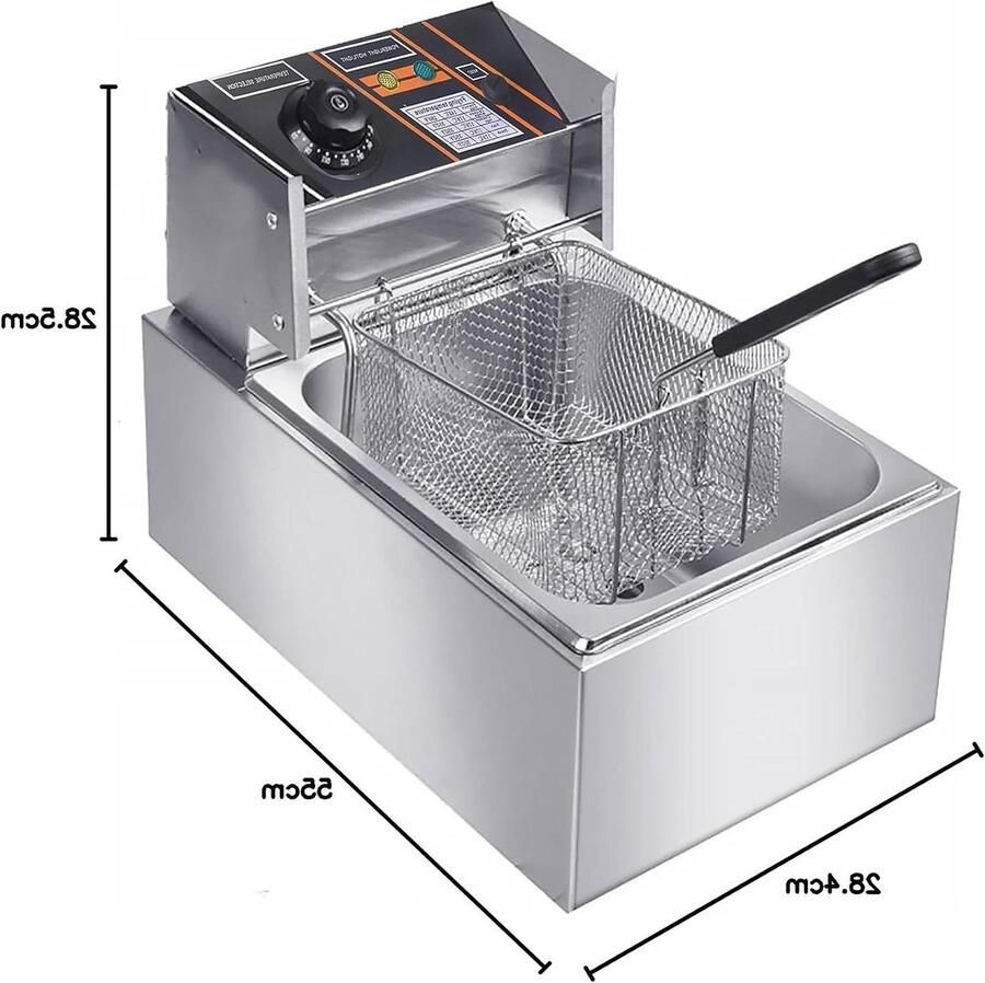 Elektrische Friteuse Frituurpan Thuis Frituren Regelbare Thermostaat 6 Liter Grijs