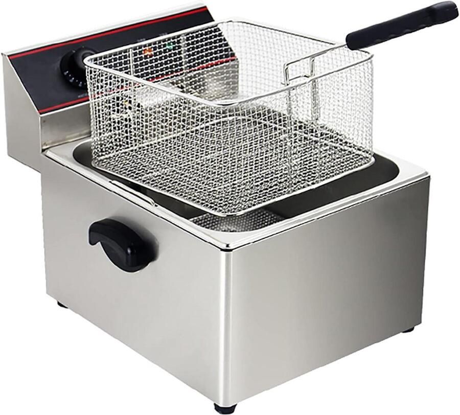 Elektrische Friteuse Frituurpan Thuis Frituren Roestvrij Staal 304 6L of 8L Zilver