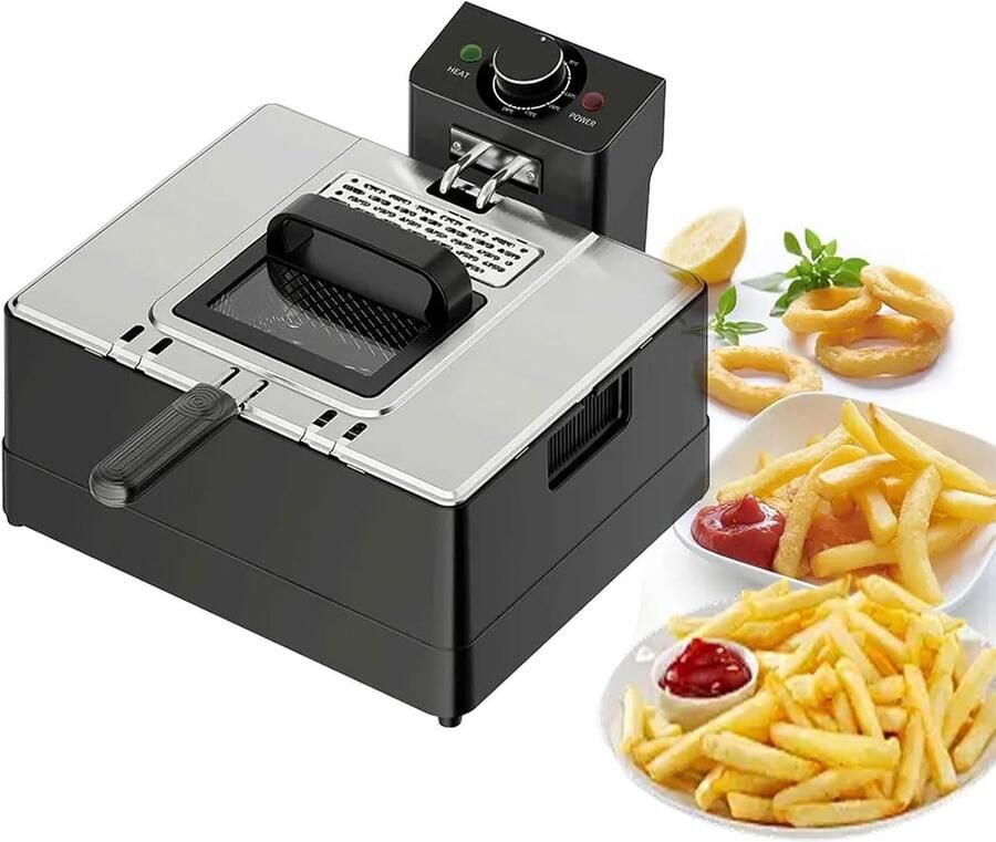 Elektrische Friteuse Frituurpan Thuisrestaurant Keuken Temperatuurregeling 60-200 5-10L Capaciteit Roestvrij Staal