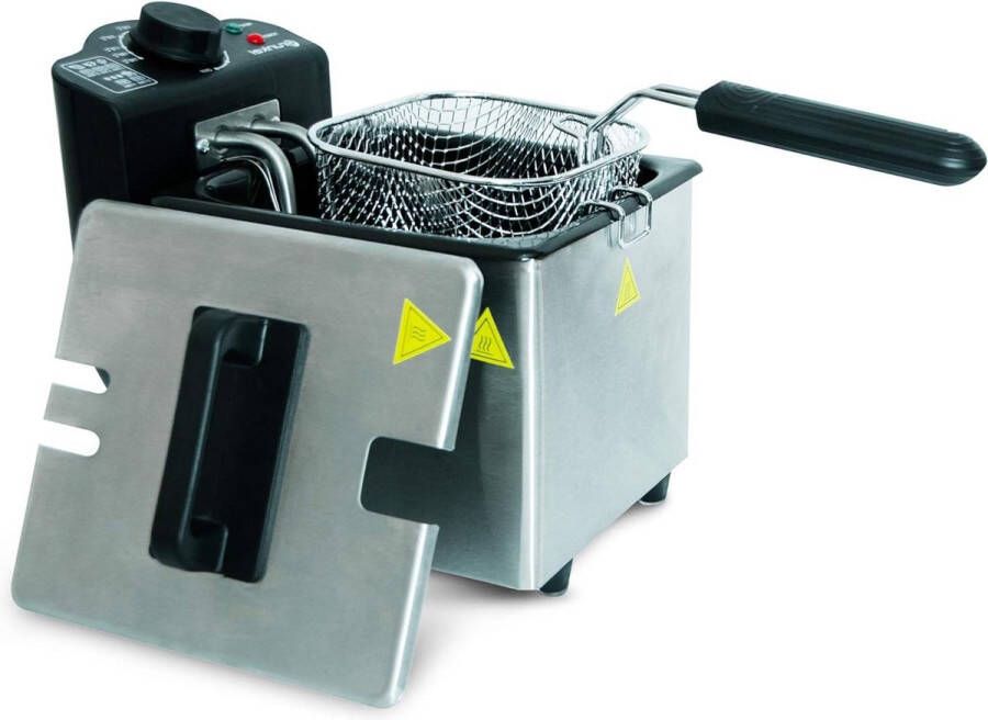 Elektrische friteuse inhoud 15 liter instelbare temperatuur geurfilter thermostaat tot 190 °C roestvrij staal oververhittingsbeveiliging 15 liter