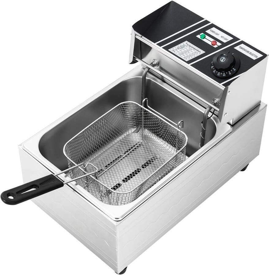 Elektrische Friteuse Keuken Frituurpan Thuis Frituren Grote Capaciteit 6 Liter Zilver