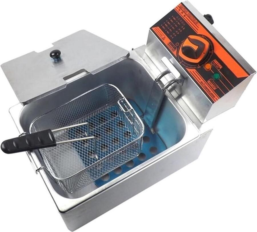 Elektrische Friteuse Keuken Frituurpan Thuis Frituren Snelle Opwarming 6L Inhoud Zilver