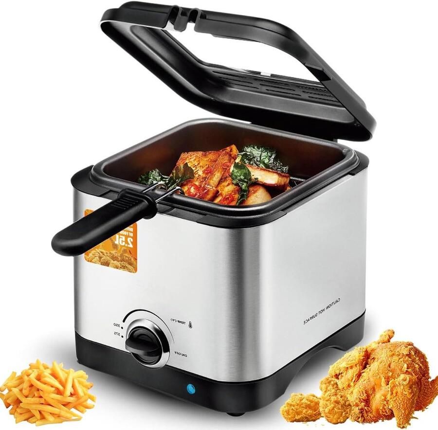 Elektrische friteuse Kleine friteuse Lekker eten maken Instelbare temperatuur 25 liter Zilver