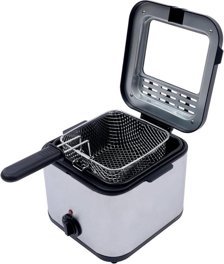 Elektrische Friteuse Kleine Frituurpan Lekker Frituren Snelle Verwarming 25 Liter Zilver