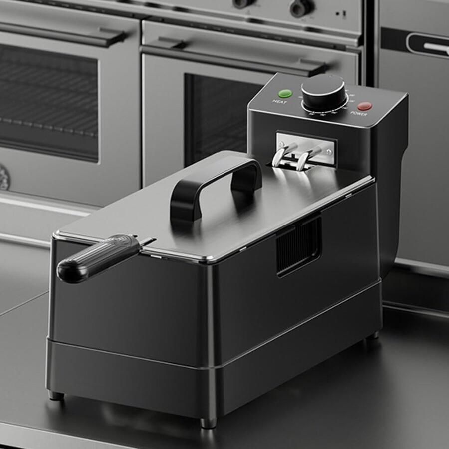 Elektrische Friteuse Kleine Frituurpan Thuis Frituren Verstelbare Temperatuur 5L of 10L Zilver