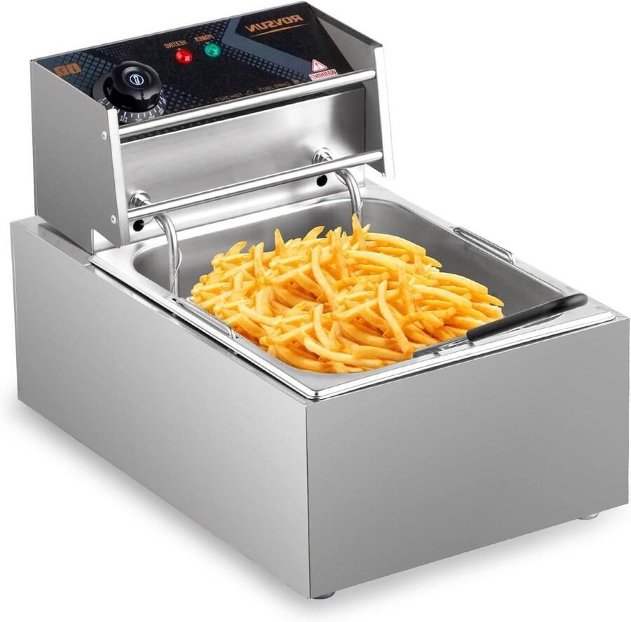 Elektrische Friteuse met mand Frietjes Bakken Roestvrij staal 114 liter Zilver