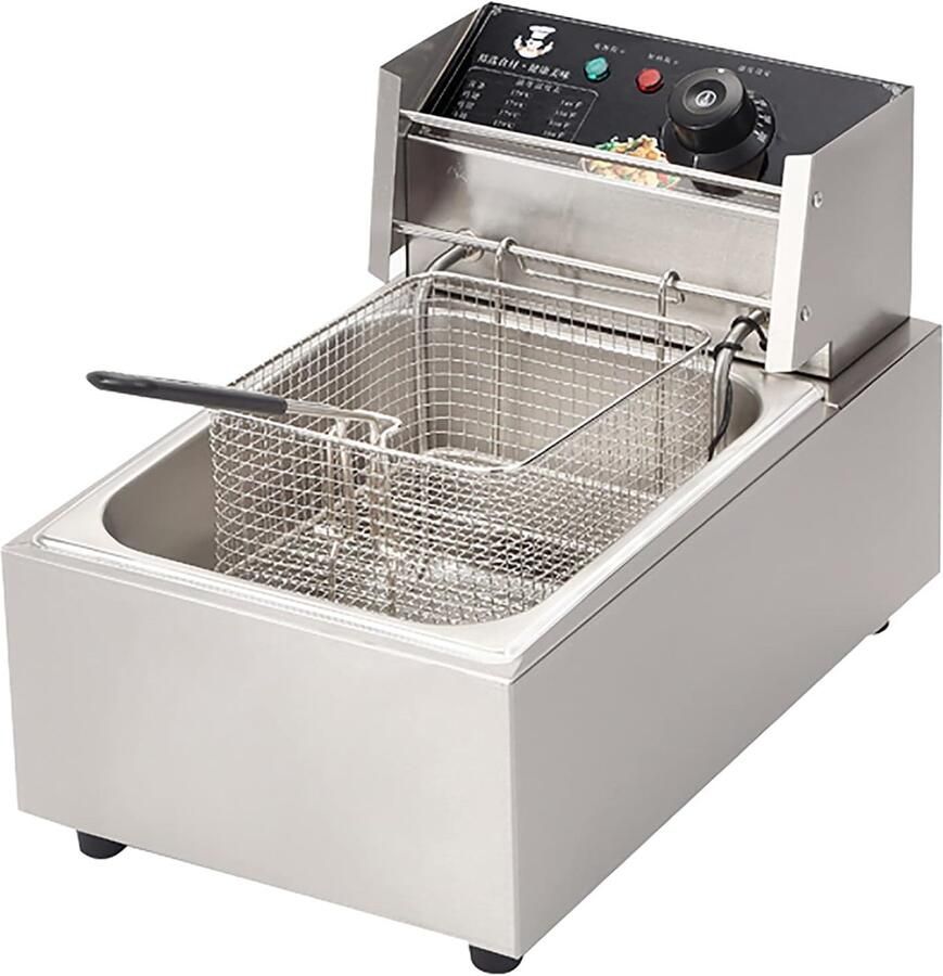 Elektrische Friteuse met mand Thuis Frituren Instelbare Temperatuur 10L of 20L Zilver