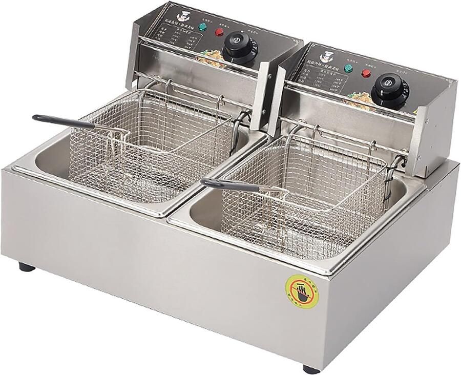 Elektrische Friteuse met mand Thuis Frituren Instelbare Temperatuur 10L of 20L Zilver