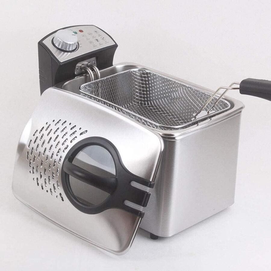 Elektrische Friteuse met mand Thuis Frituren Verstelbare Temperatuur 3 Liter Rood
