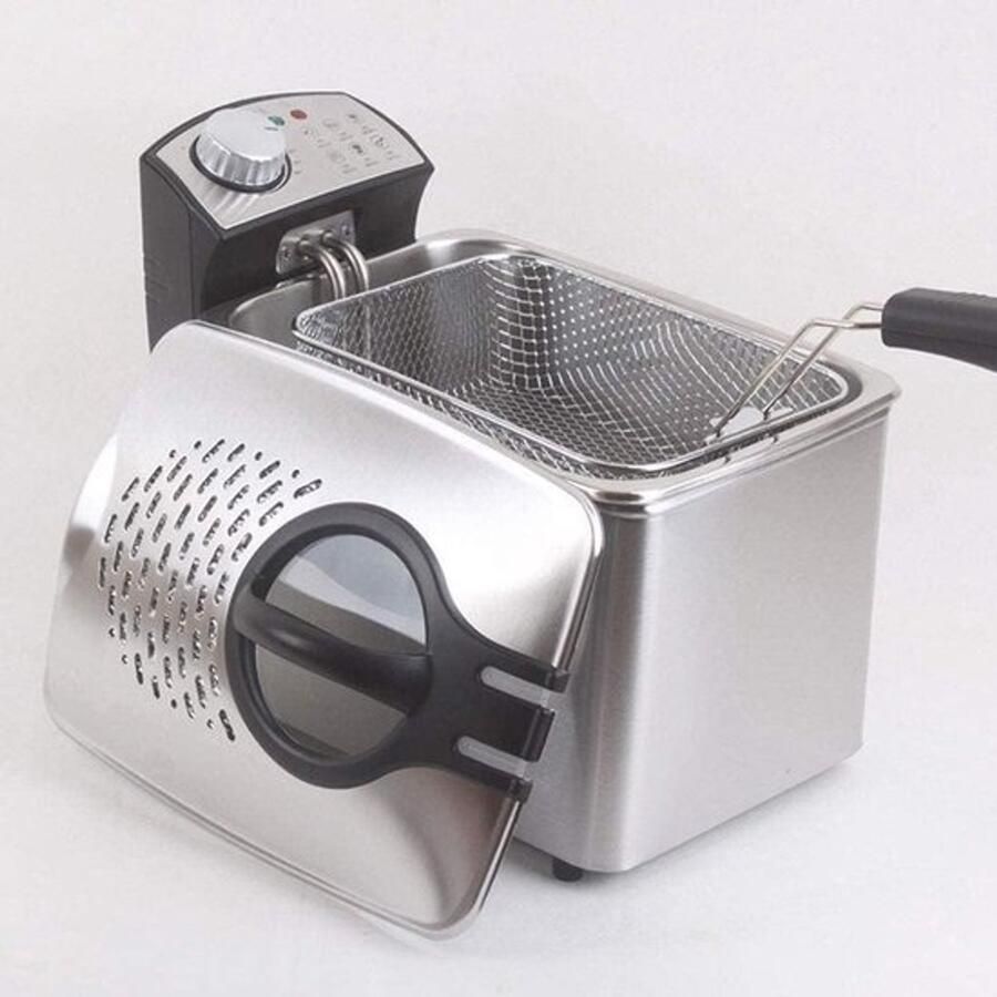 Elektrische friteuse met mand Voor thuis frituren Met verstelbare temperatuur 3 liter Rood