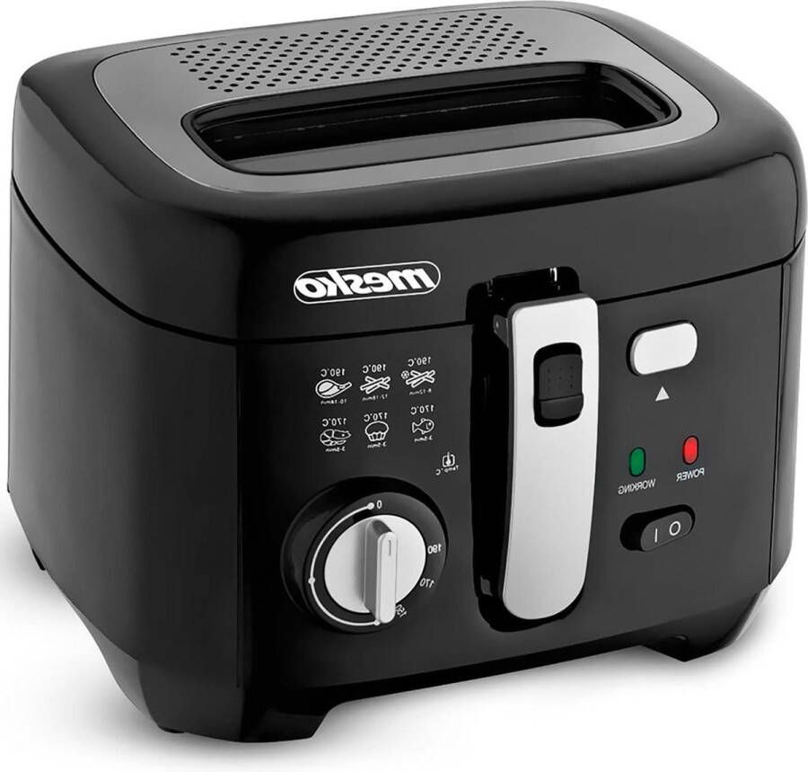 Elektrische friteuse met olie 25 liter compacte anti-aanbakemmer temperatuurregelaar BPA-vrij 1800 W zwart Grote capaciteit