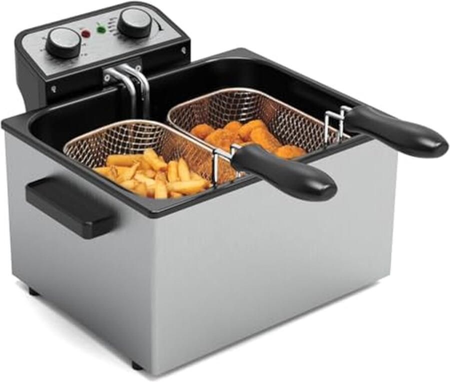 Elektrische Friteuse Olie Friteuse Thuis Frituren Grote Capaciteit 5 Liter Zilver